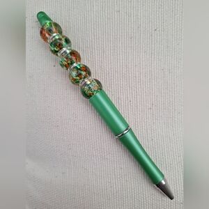 Green and Multicolor Beaded Pen